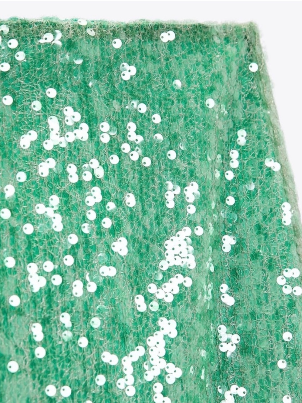 Zara NWT Sequined Sea Green Midi Skirt Size Large Occasions - Picture 5 of 16